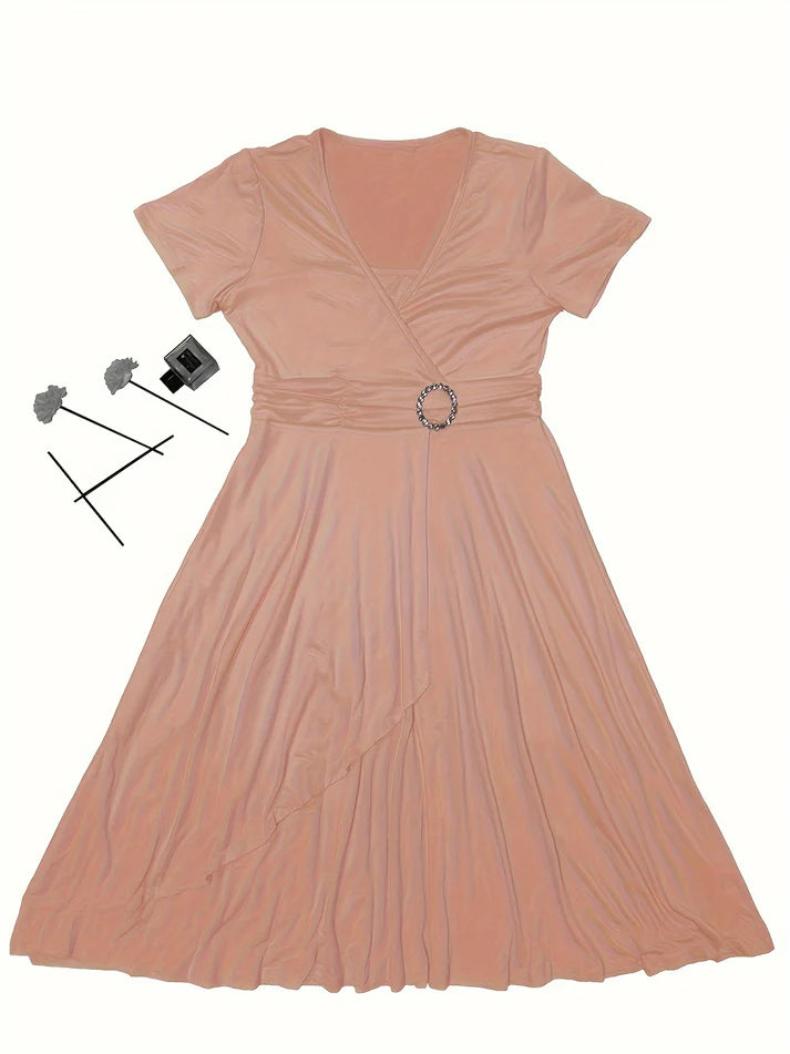 Elegant Skinny Rhinestoned Asymmetrical Hem Tie Waist Formal Dress for Women | Ideal for Formal Occasions