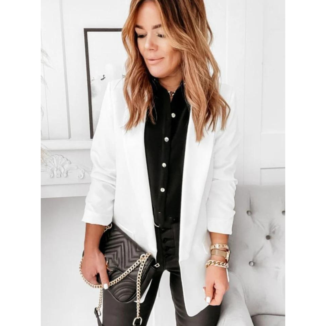 Women's Trendy Fitted Blazer with Buttons and Pockets | Perfect for Casual Days