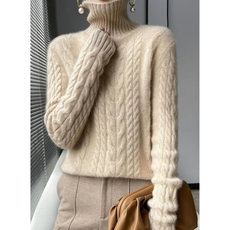 Mika - Warm Knitted Cord Point Cashmere Jumper