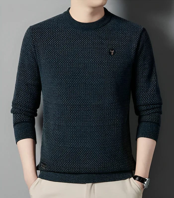 Men's Casual Round Neck Jumper with Patchwork | Ideal for Winter