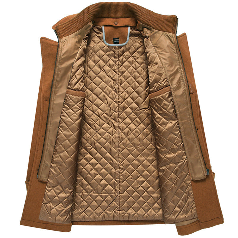 Comfortable Long Woolen Coat With Double Zipper For Men | Ideal for Winter