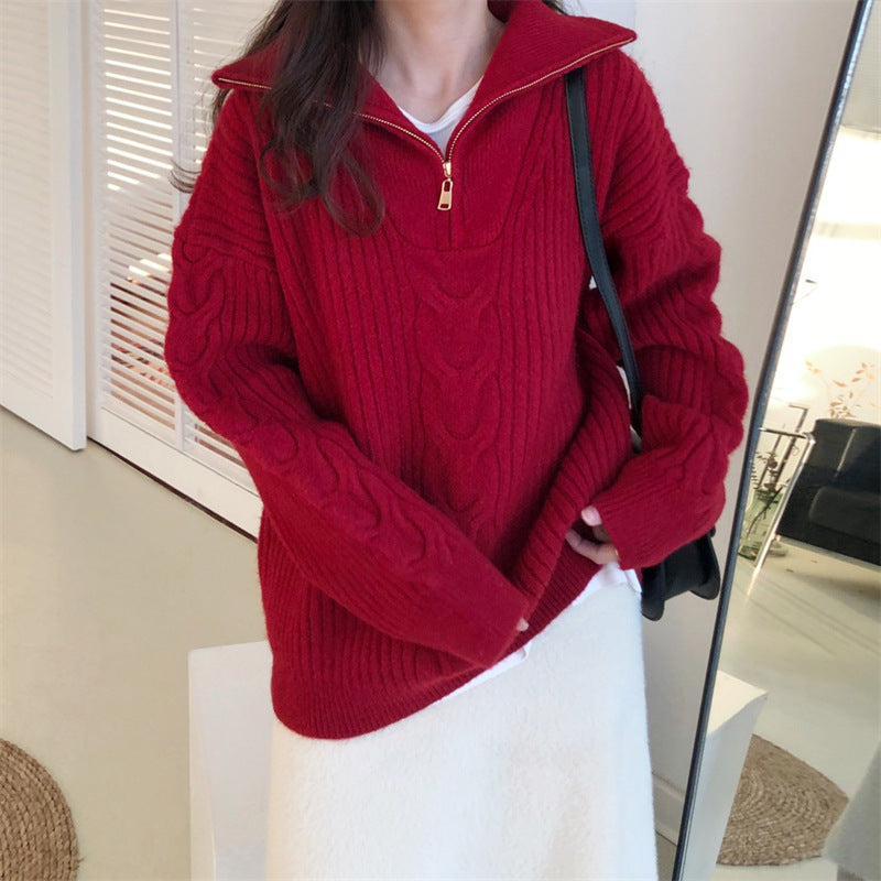 Women's Chic White Turtleneck Jumper with Zip | Ideal for Autumn/Winter