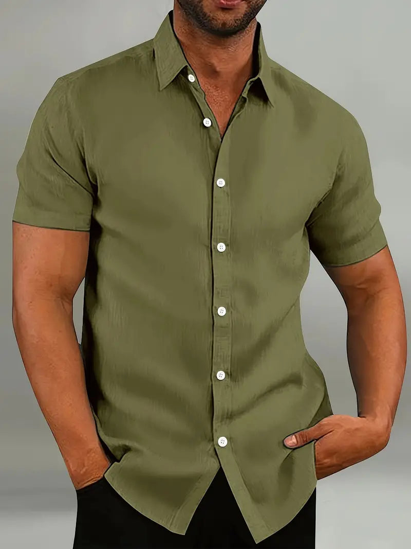 Variant image for Men's Casual Lightweight Button-Down Shirt with Short Sleeves-57