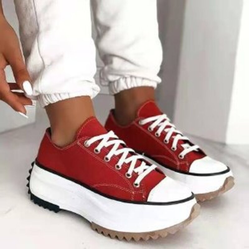 Women’s Solid Color Lace-Up Sneakers