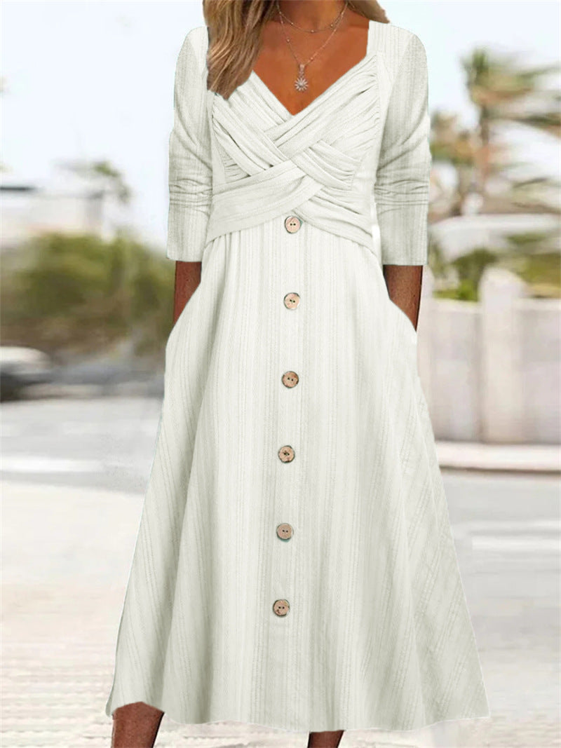 Women's Summer Casual Midi Dress with Half Sleeves | Perfect for Casual Days