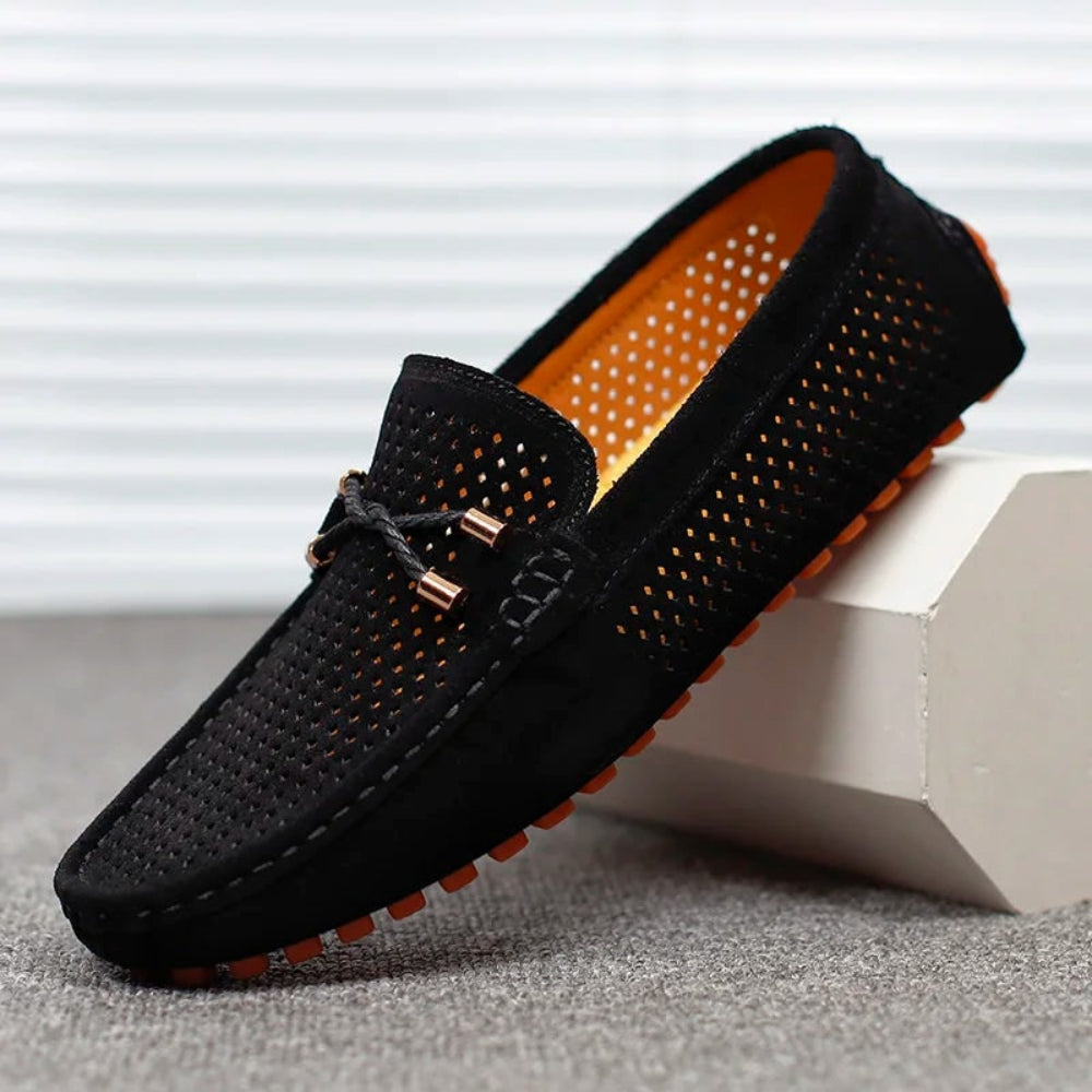 Men's Loafers Cushioned Insole Perforated | Wide Size Loafers 9