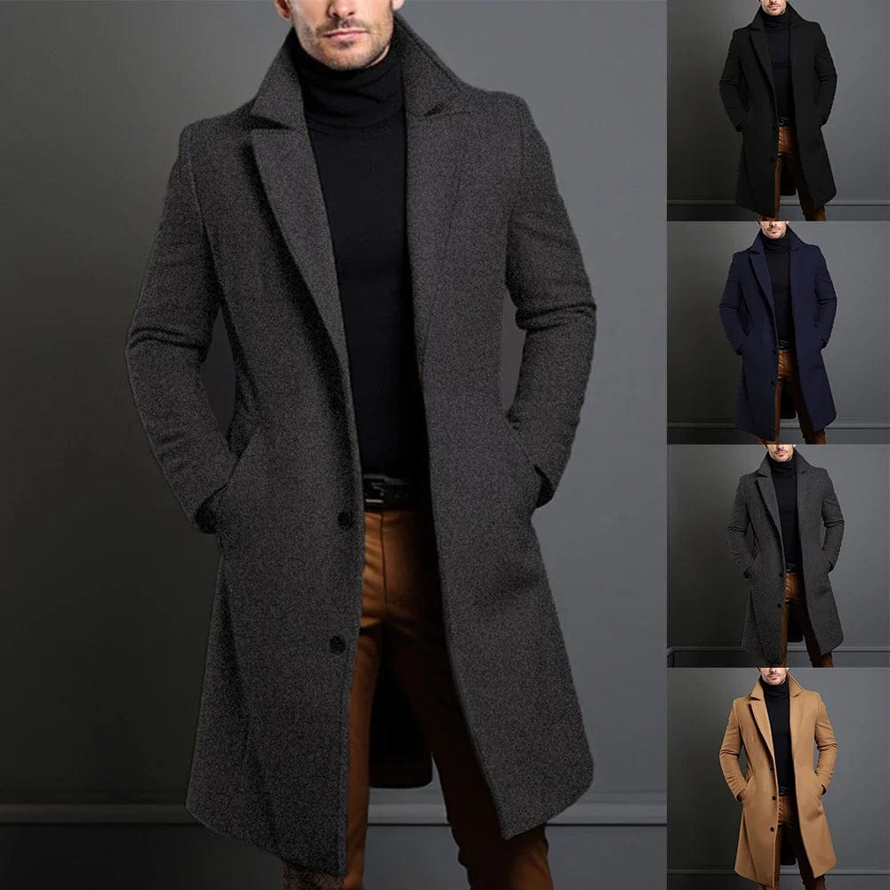Men's Wool Winter Coat Warm Long Jacket 7