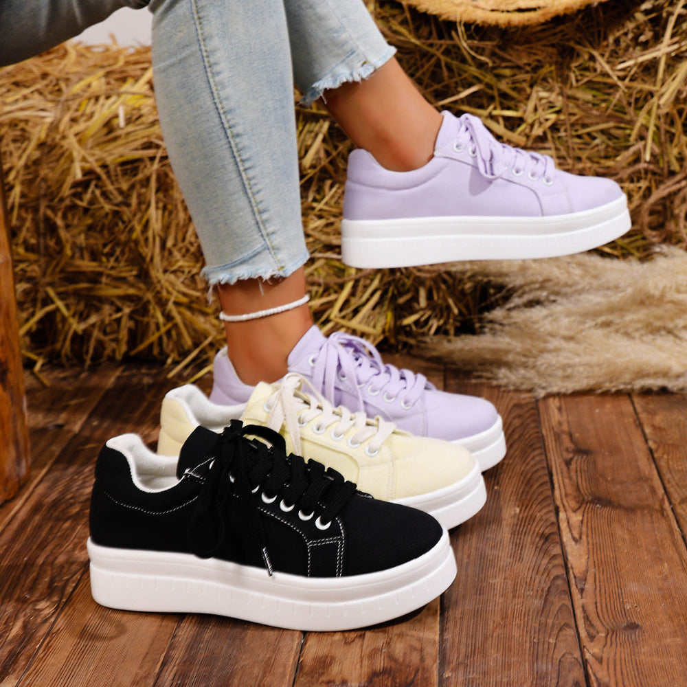 Women's Trendy Lace-Up Platform Trainers | Perfect for Everyday Wear