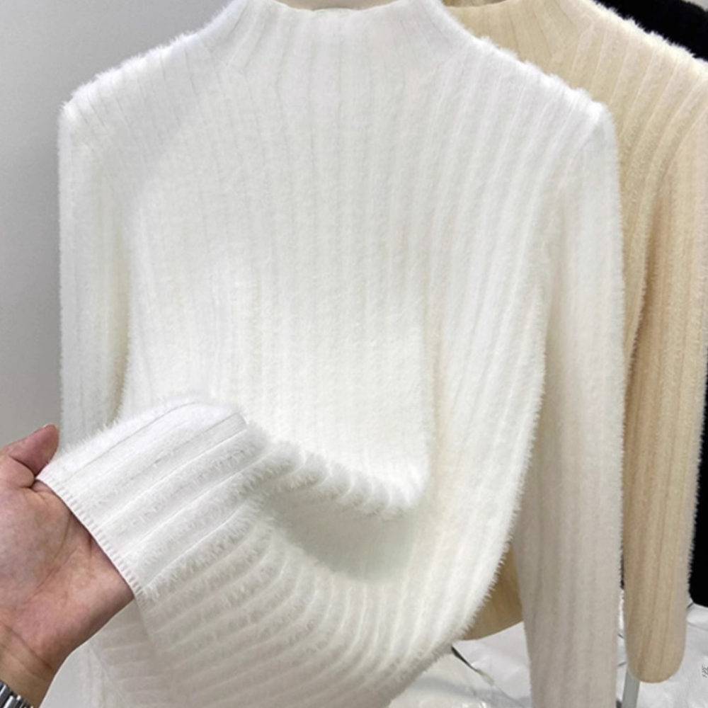 Turtleneck Sweater Knit Lined Winter Top Women