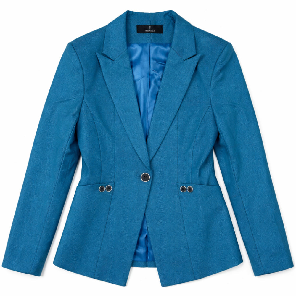 Women's Buttoned Notched Lapel Blazer and Pants Co-ords Set