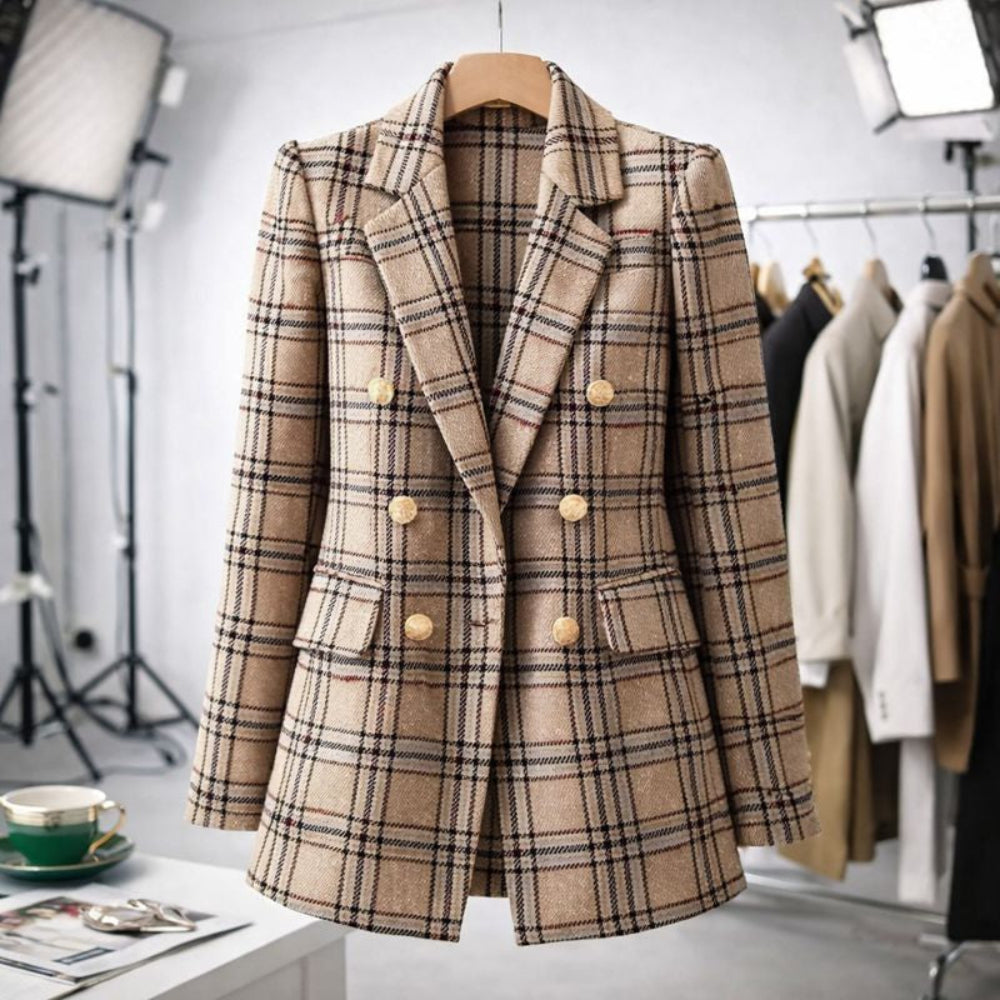 Women's Blazer Long Double Breasted Business Office Jacket