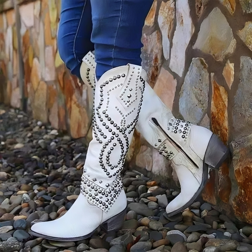Women's Cowboy Boots Mid Block Heel | Western Boots 5