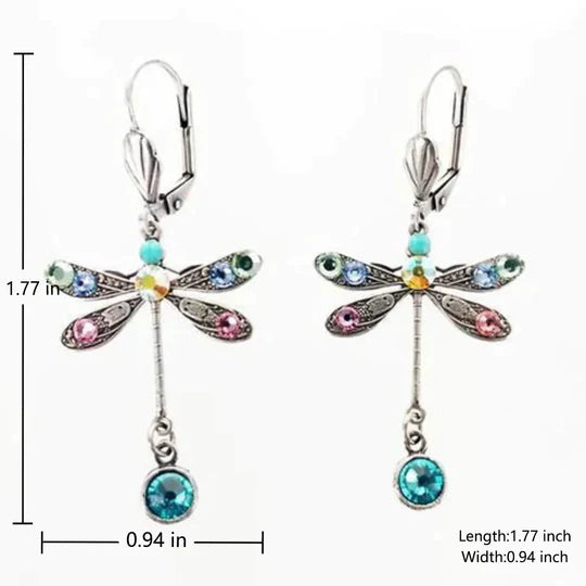 Women’s Earrings with Dragonfly Engraving Design 2