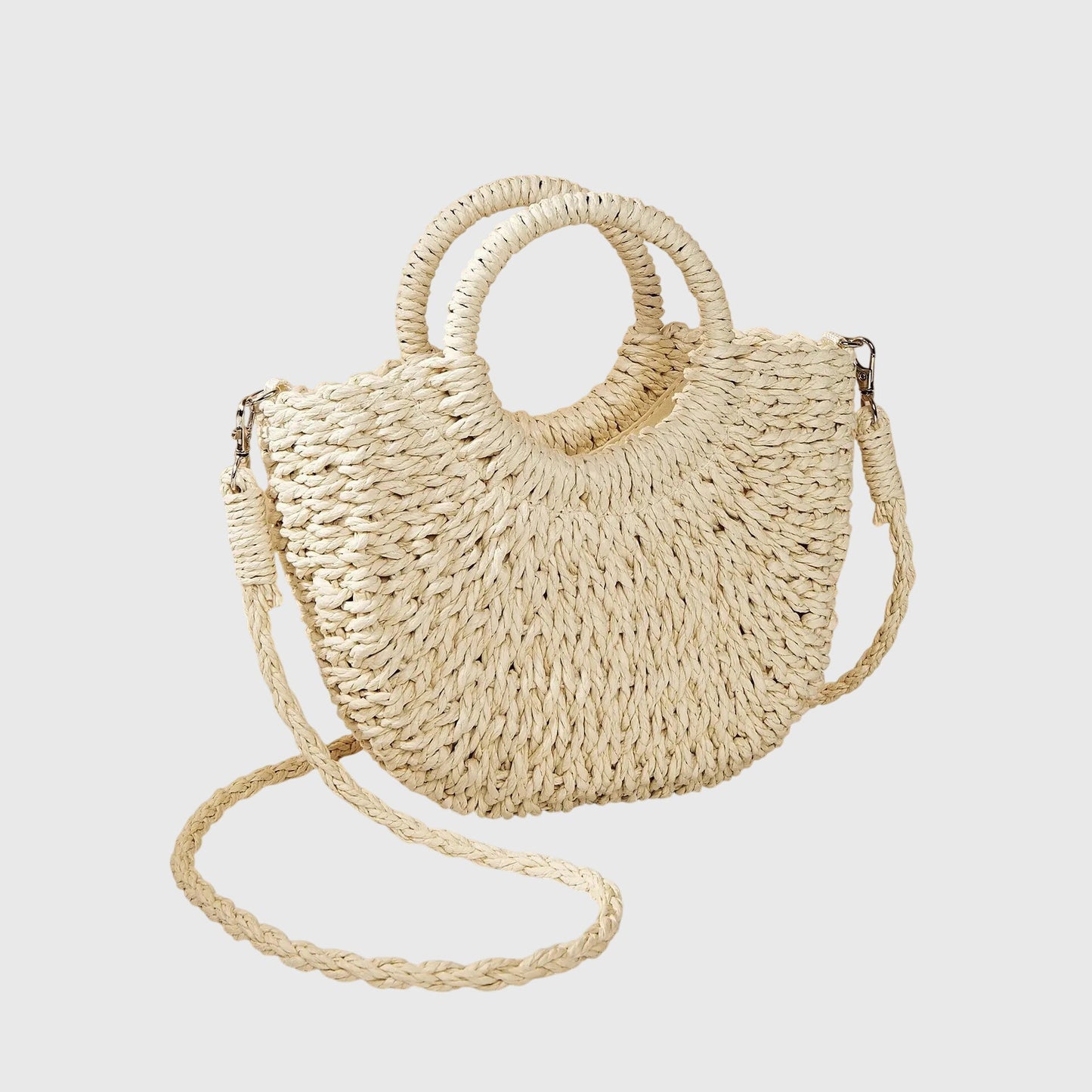 Women’s Half-Moon Shoulder Bag with Woven Pattern 9