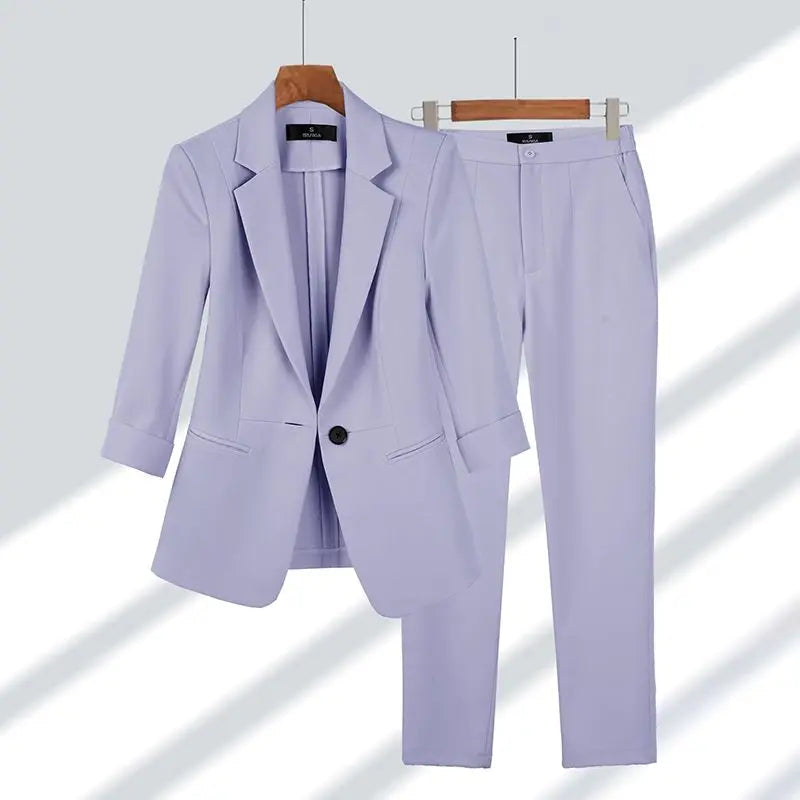 Women’s Single-Button Blazer and Trousers Suit