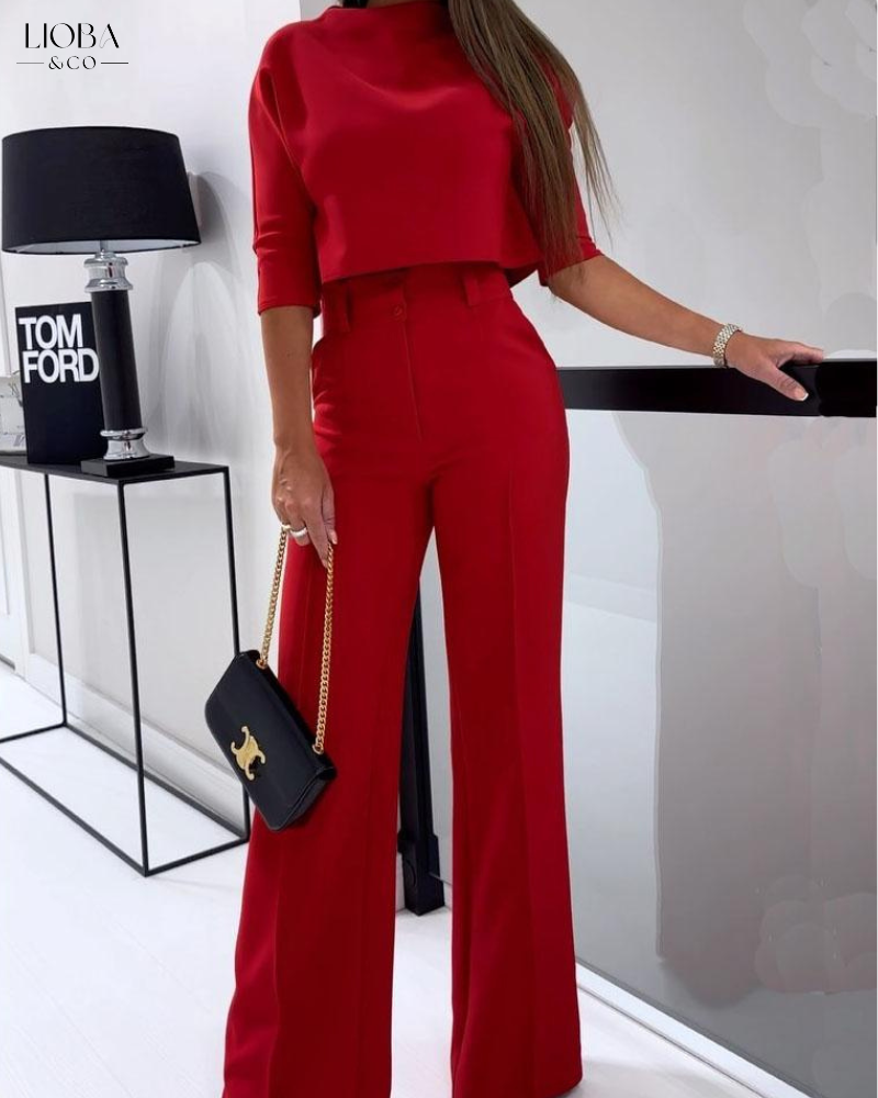 Women's Modern Cropped Top and High-waist Pants Co ord Set | Ideal for Spring/Summer