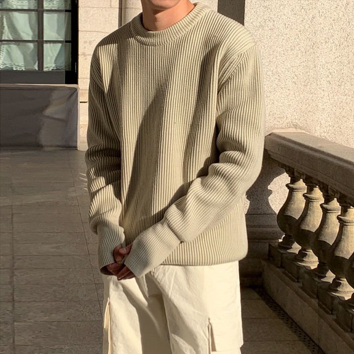 Men's Oversized Heavy Knitted Dark Grey Pullover | Ideal for Autumn/Winter