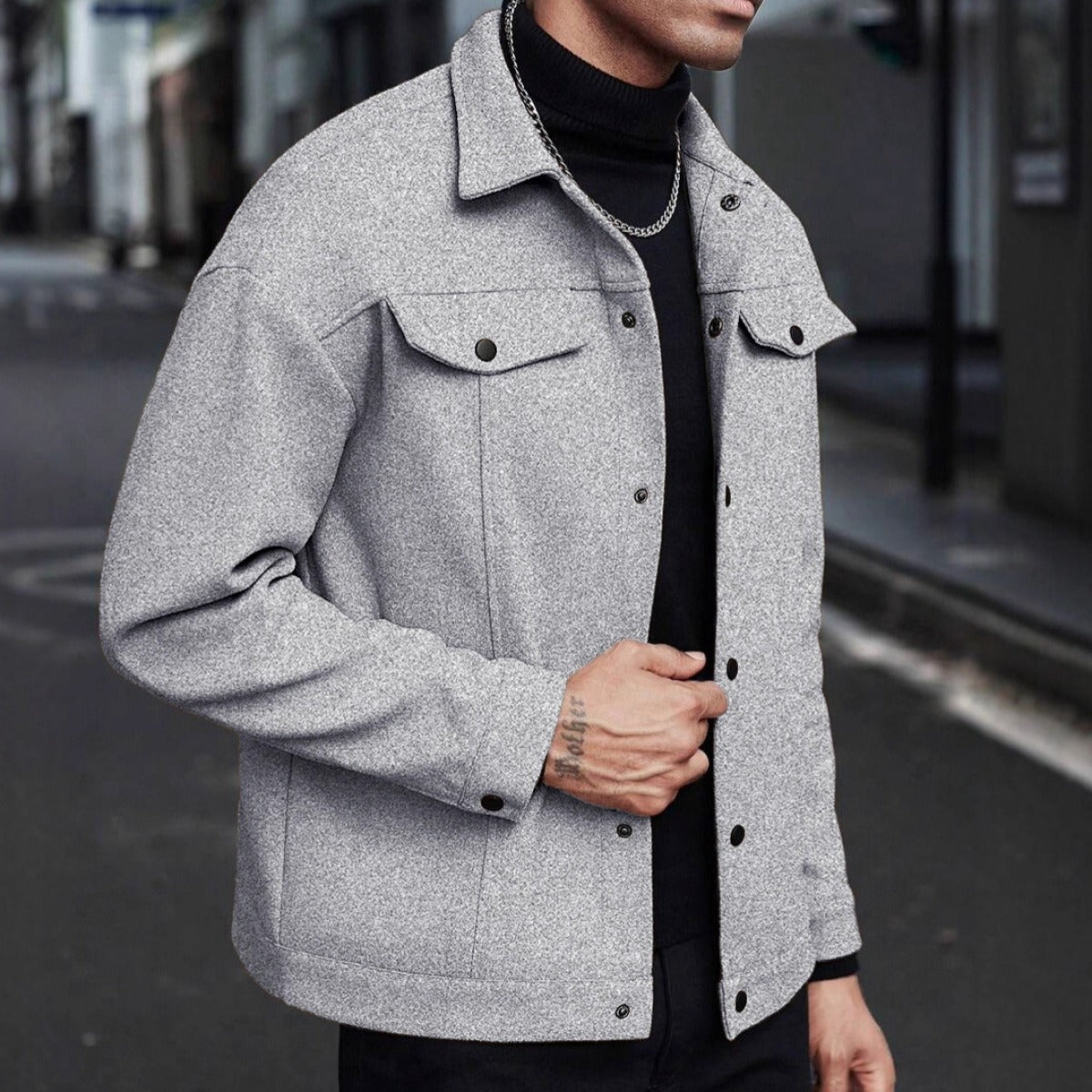 Casual Fleece Print Long Sleeve Winter Jacket For Men | Perfect for Casual Days