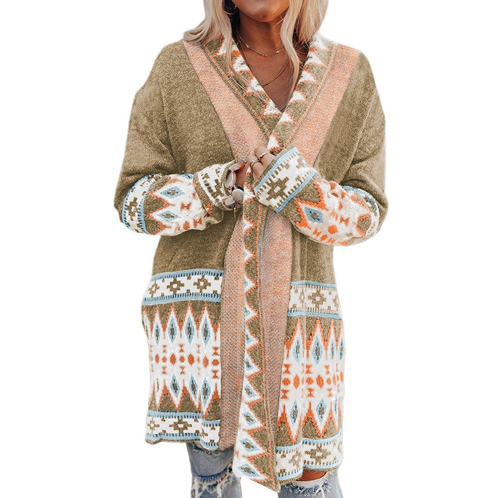 Casual Geo Pattern Wool Knitwear Cardigan for Women | Perfect for Casual Days