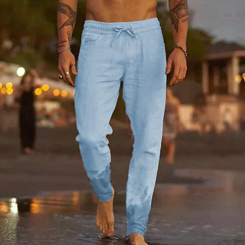 Variant image for Men's Relaxed Linen Pants with Casual Cut for Breathability-43
