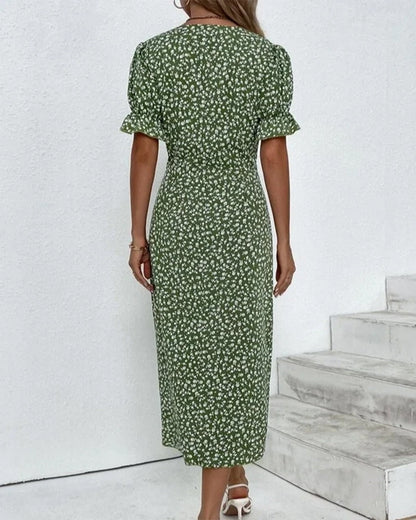 Women's Elegant Flowing Maxi Dress with Flattering V-Neck