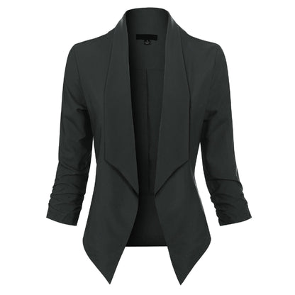 Women’s Open Front Draped Blazer Long Sleeve Office Wear