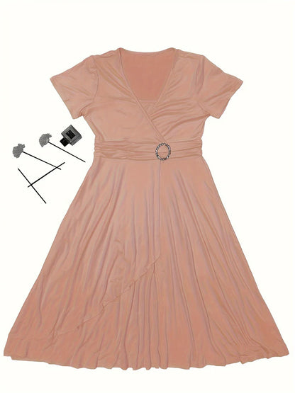 Elegant Skinny Rhinestoned Asymmetrical Hem Tie Waist Formal Dress for Women | Ideal for Formal Occasions