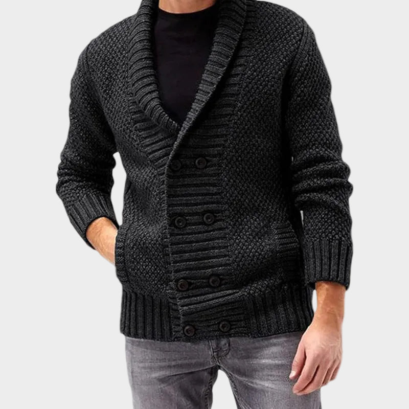 Men's Knitted Winter Jumper Buttons Pockets