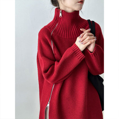 Women's Side Zip Turtleneck Sweater | Ideal for Autumn/Winter