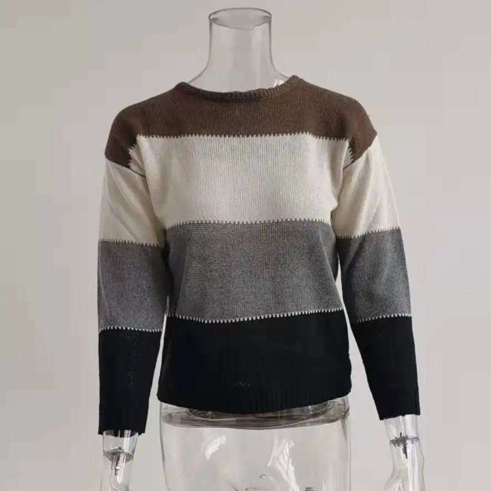 Women's Stylish Cashmere Jumper with Color Accents | Ideal for Winter