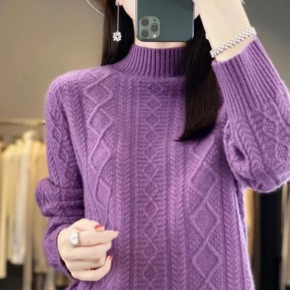 Cable Knit Turtleneck Jumper for Women