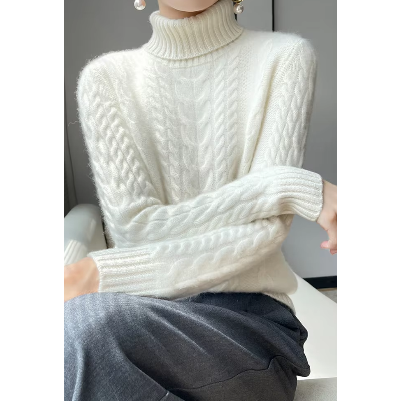 Mika - Warm Knitted Cord Point Cashmere Jumper