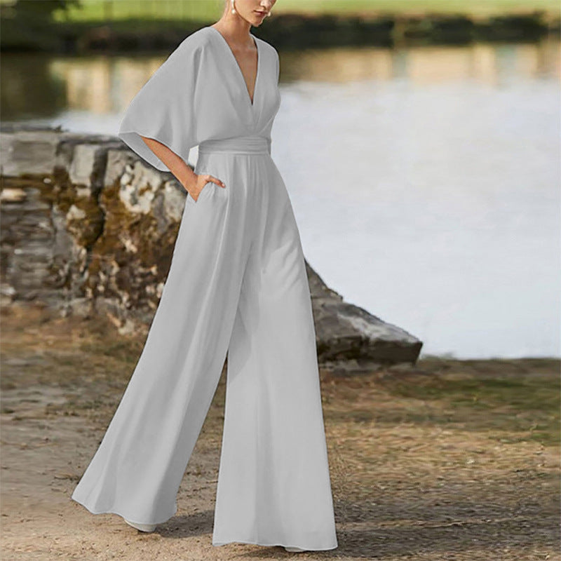 Women's Elegant Empire Wide-Leg Pants Party Jumpsuit Co ords Set | Ideal for All Seasons