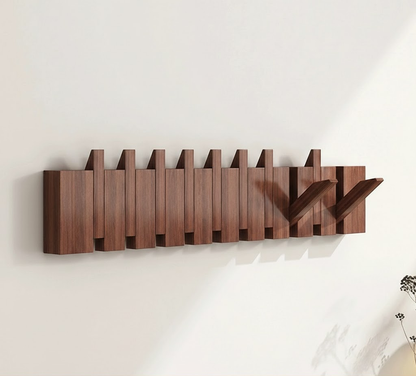 Wall Coat Rack Wood Foldable Hook Entryway Organizer