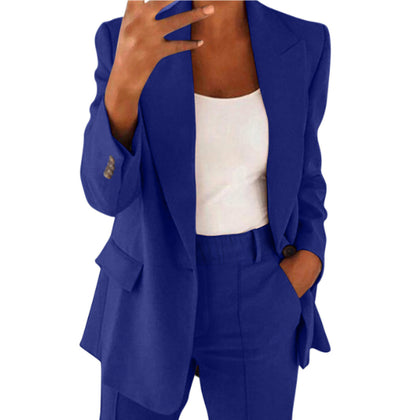 Women's Elegant Slim-Fit Style Blazer and Wide-Leg Pants Set | Ideal for All Seasons