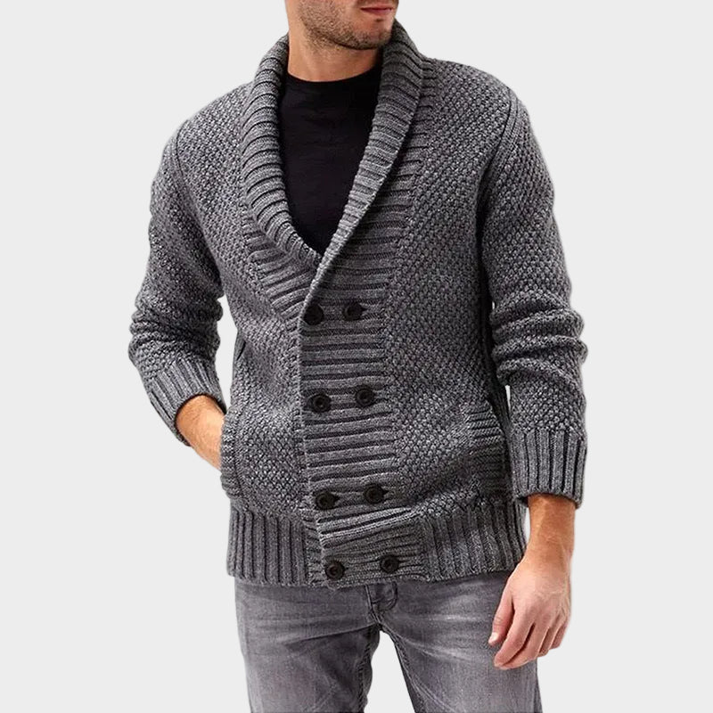 Men's Knitted Winter Jumper Buttons Pockets