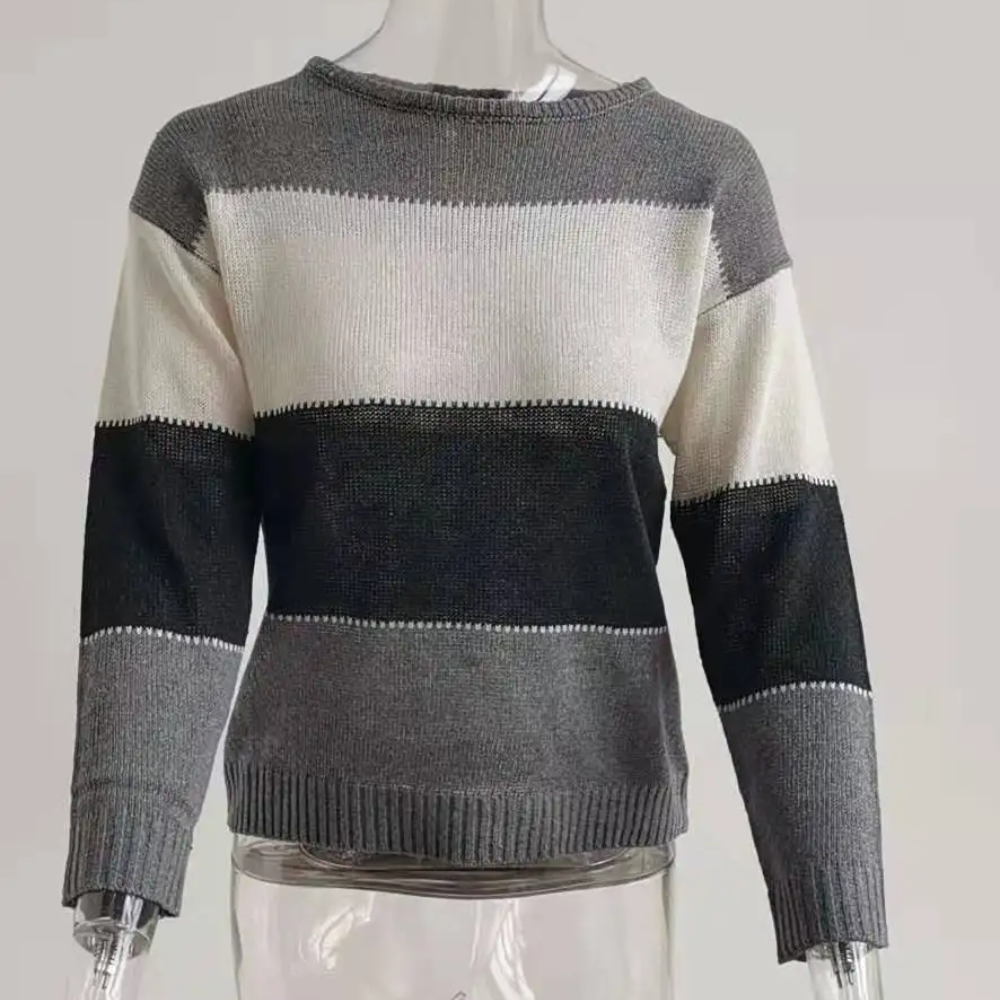 Women's Stylish Cashmere Jumper with Color Accents | Ideal for Winter