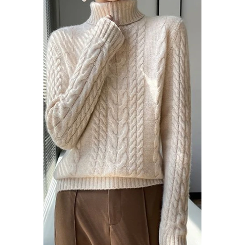 Mika - Warm Knitted Cord Point Cashmere Jumper