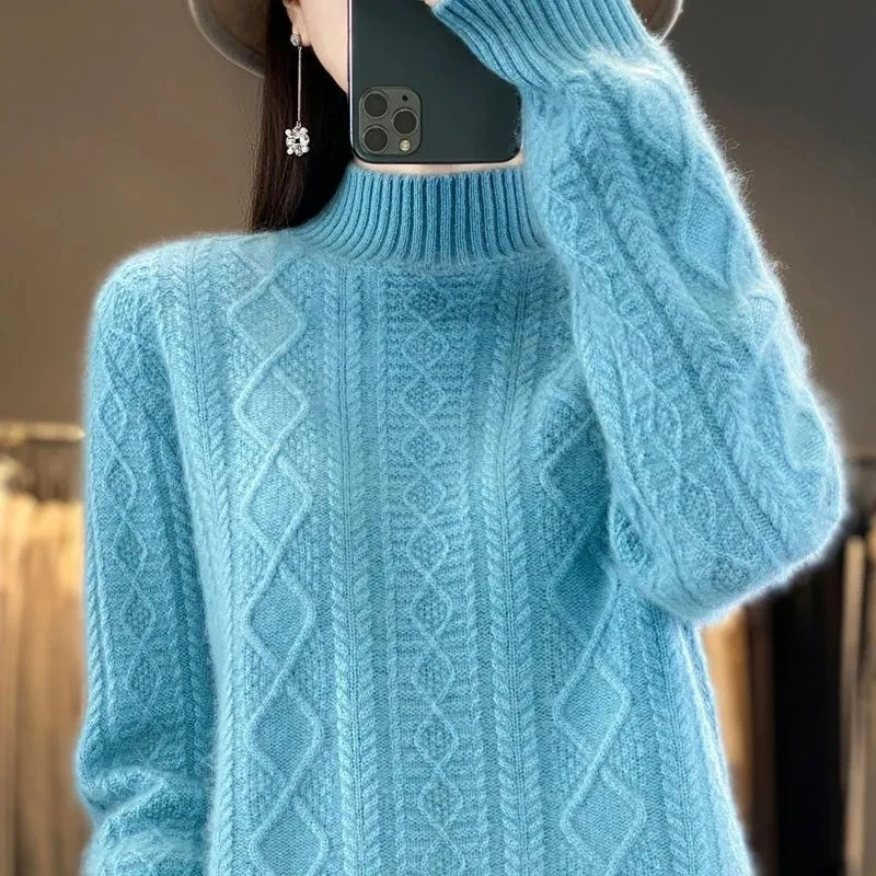Cable Knit Turtleneck Jumper for Women