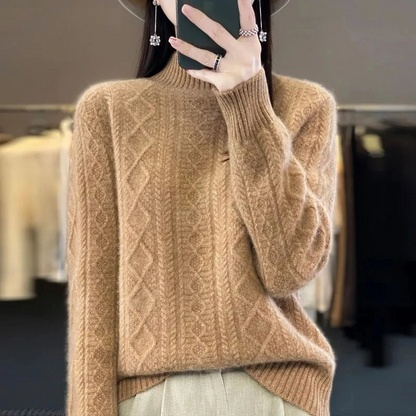 Cable Knit Turtleneck Jumper for Women