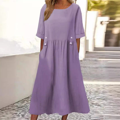 Women's Summer Midi Dress with Short Sleeves | Ideal for Summer