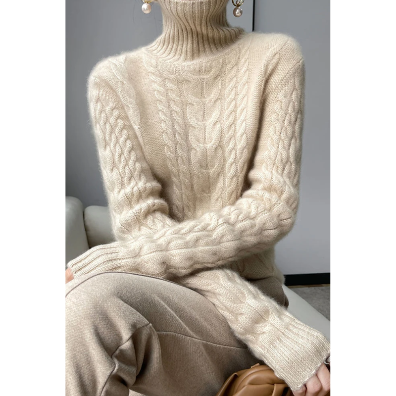 Mika - Warm Knitted Cord Point Cashmere Jumper