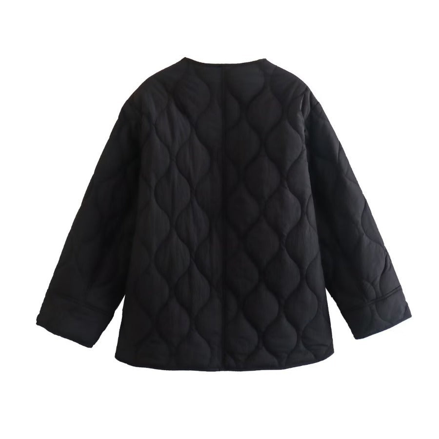Women's Trendy Olive Green Oversized Quilted Jacket for a Stylish Look | Ideal for Autumn/Winter