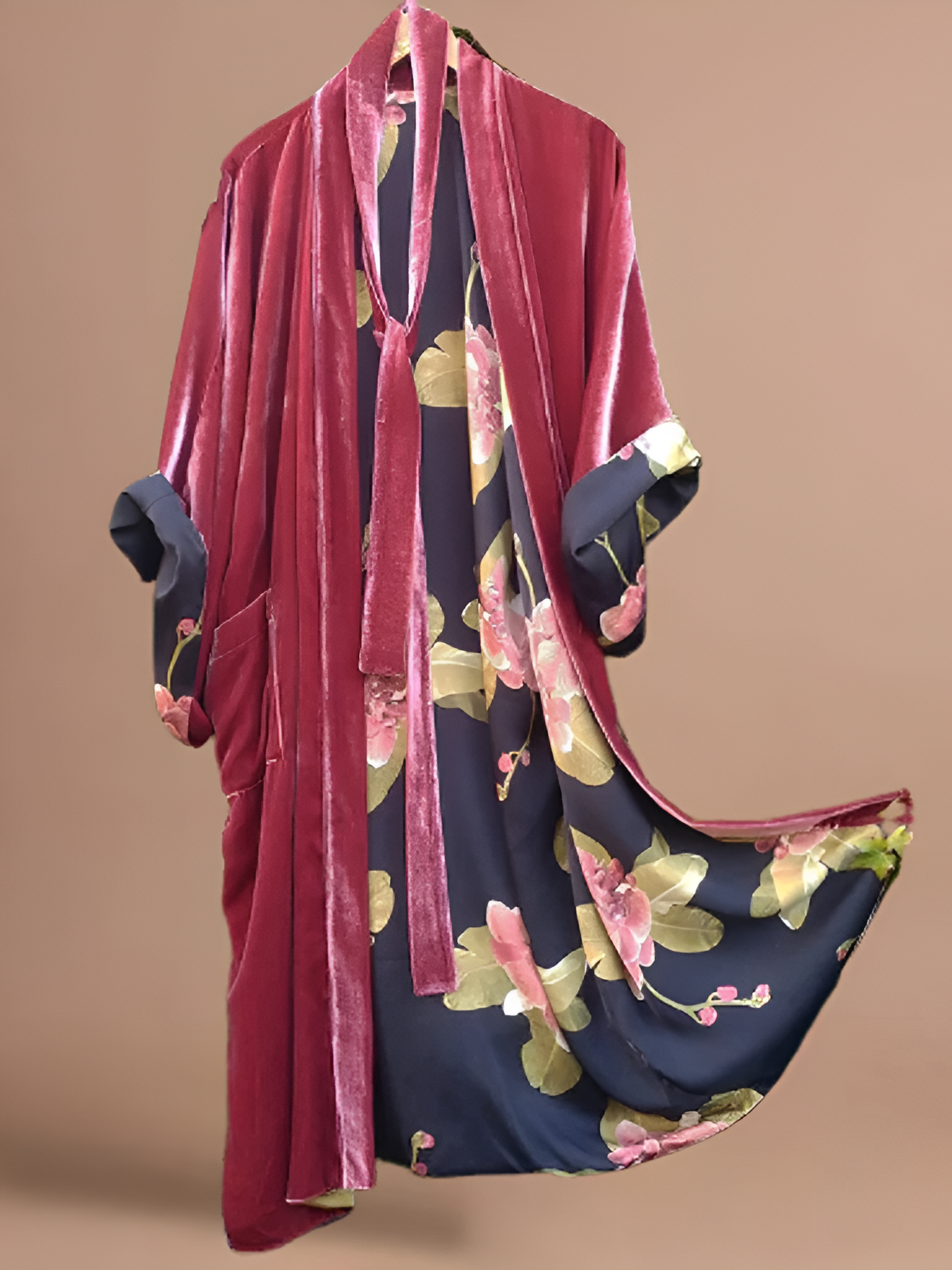 Women's Ink Painting Print Casual Kimono Duster
