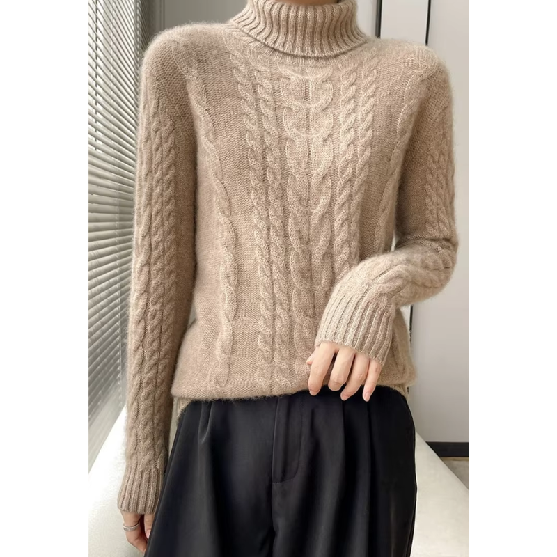 Mika - Warm Knitted Cord Point Cashmere Jumper