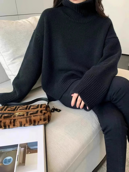 Women's Loose Fit Turtleneck Knit Jumper for Women | Ideal for winter