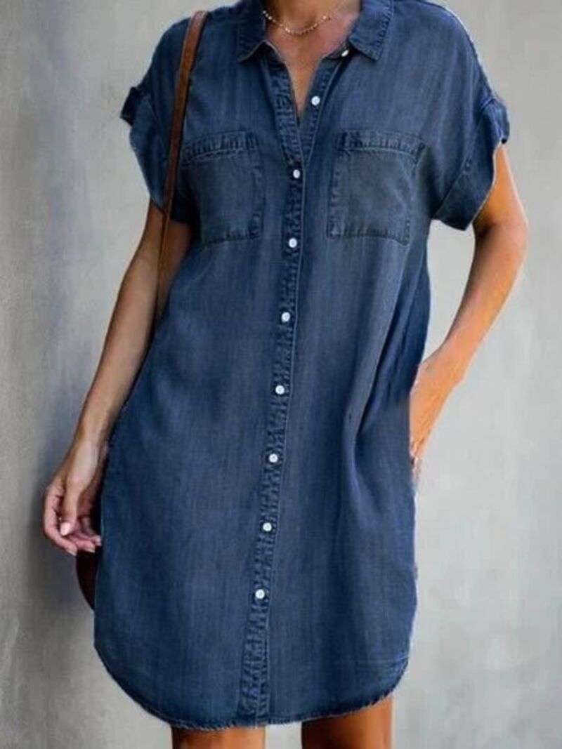 Women's Summer Denim Mini Dress with Long Sleeves | Perfect for Casual Days