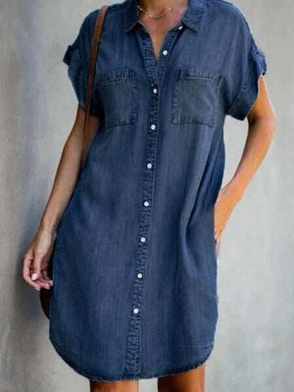 Women's Summer Denim Mini Dress with Long Sleeves | Perfect for Casual Days