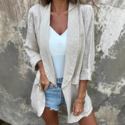 Women's Elegant Smart Casual Blazer with Open Front Lapel and Pocket | Ideal for Autumn/Winter
