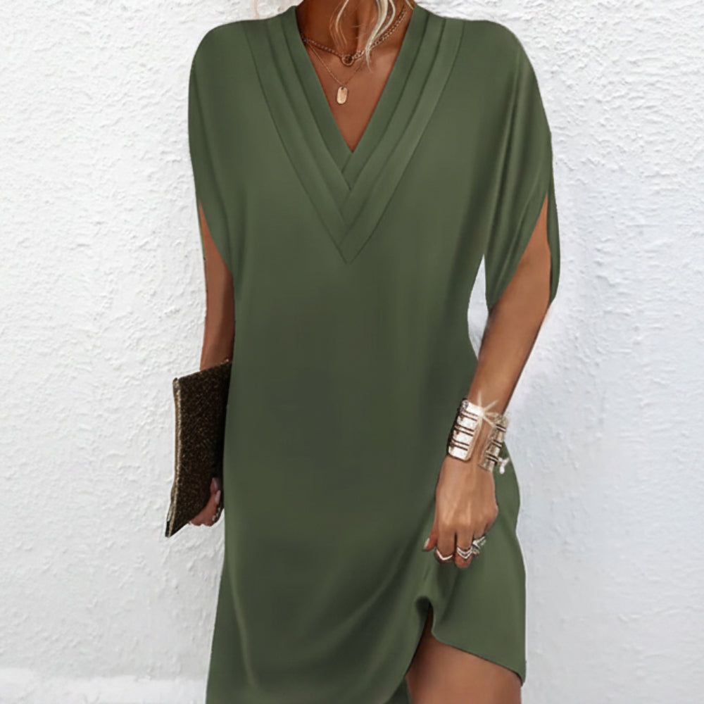 Women's Summer Dress V Neck Split Sleeve | Casual Chic Dress
